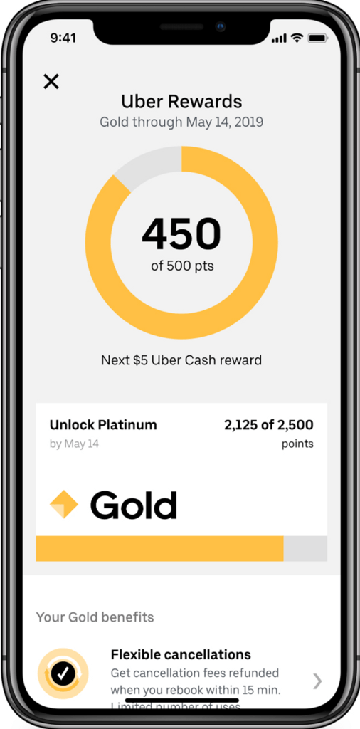 Exemple de gamification du service VTC Uber